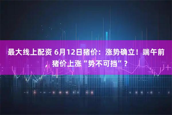最大线上配资 6月12日猪价：涨势确立！端午前，猪价上涨“势不可挡”？